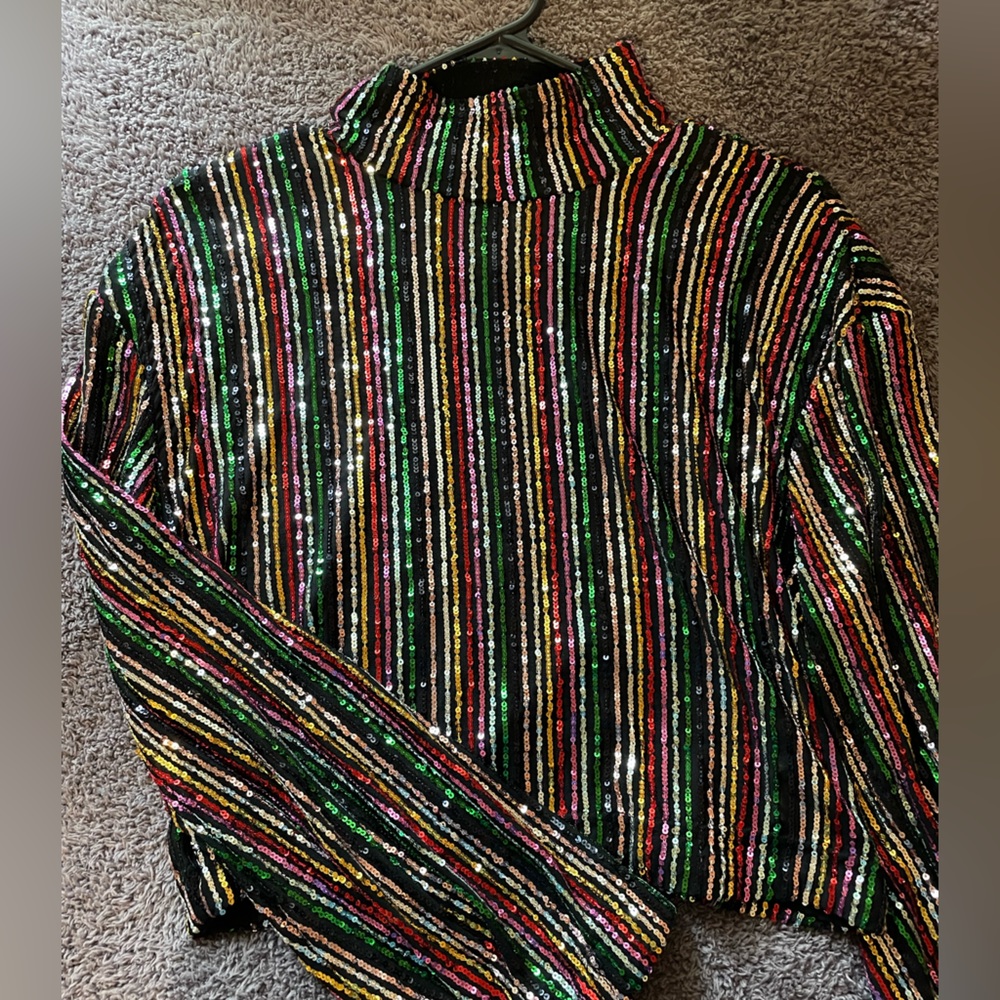 Free People sequined mock neck top
